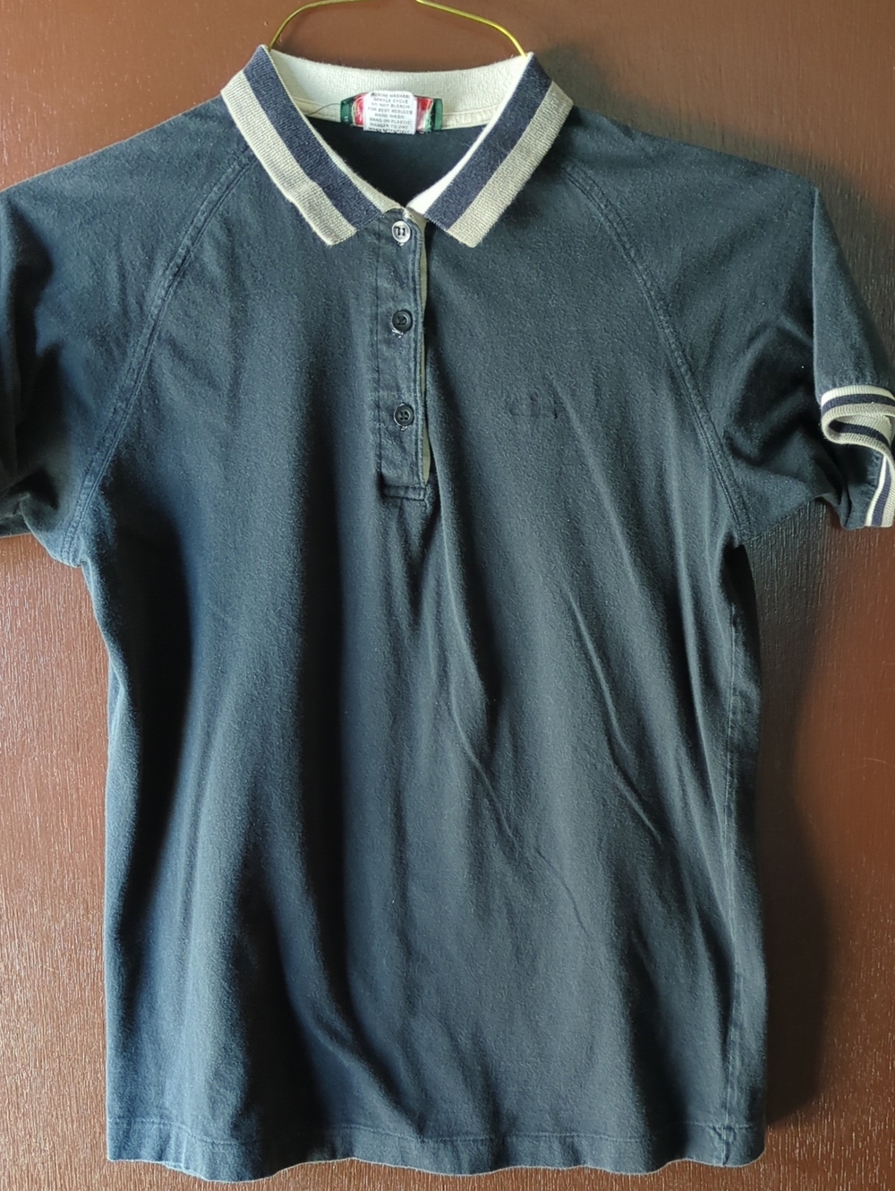 Lacoste Black Polo with Cream-Tipped Collar